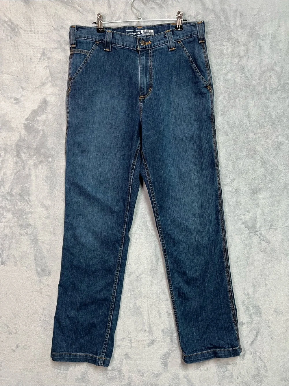 Carhartt Rugged Flex Relaxed Fit Utility Jeans Mens 32x30 Blue Work Denim BD2808